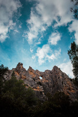 Panorama of rocky mountains and beautiful sky. Spain, Valencian comunidad.