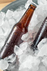Cold Icy Beer Bottles