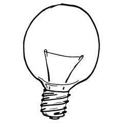 Vector light bulb. Doodle light concept. Incandescent lamp. Hand drawn electric bulb.