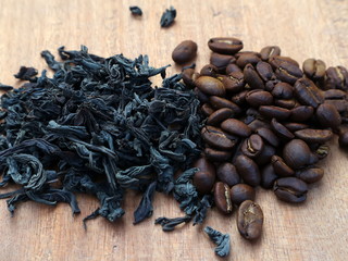 Dry tea and coffee on the table