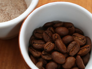 Coffee is soluble and in beans in a cup.