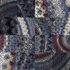 Seamless background pattern. Mosaic art pattern based on Art Nouveau style. Block design of squares. Vector image.