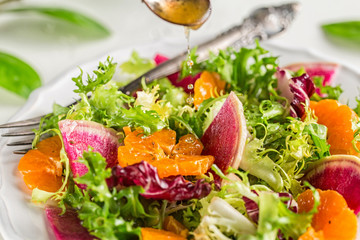 Salad with watermelon radish