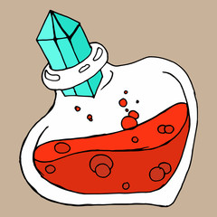 vector jar with magical potion/bottle of perfume/curly bank with the original stopper made of glass