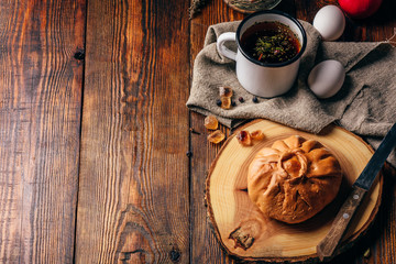 little chicken pie with herbal tea