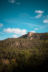 Panorama of rocky mountains and beautiful sky. Spain, Valencian comunidad.
