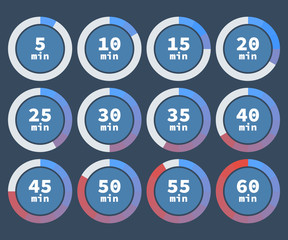 Set of circle times percentage diagrams for infographics