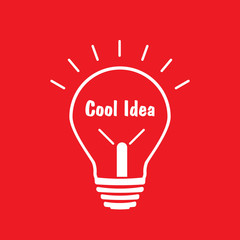 Light Bulb line icon vector, isolated on red background. Idea sign, solution, thinking concept. Lighting Electric lamp. hot idea icon Trendy Flat style for graphic design, Web site. cool idea