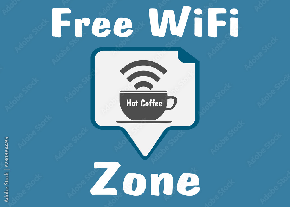 Poster hot coffee with free internet connection wifi connection design, vector illustration eps10 graphic f