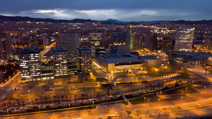 Obraz premium European city Barcelona with view of blocks of flats in evening