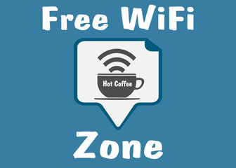hot coffee with free internet connection Wifi connection design, vector illustration eps10 graphic Free wi-fi vector label Hot cup with Wi-Fi wireless signal