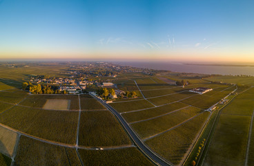 Castle Road, Route des Chateaux, Vineyard in Medoc, amous wine estate of Bordeaux wine