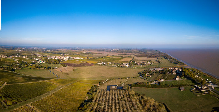 Route des Chateaux, Vineyard in Medoc, amous wine estate of Bordeaux wine