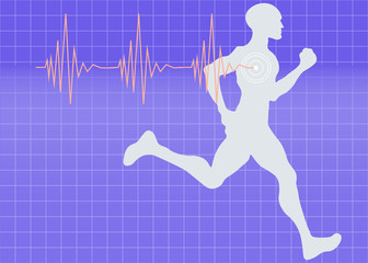 running man Cardiogram of heart. vector heartbeat electrocardiogram