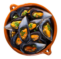 Mussels with lemon sauce is tasty dish