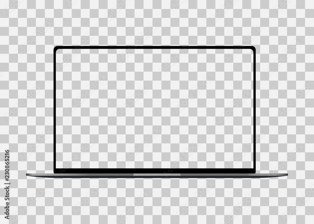 Aufkleber modern laptop computer vector mockup isolated on transparent background
