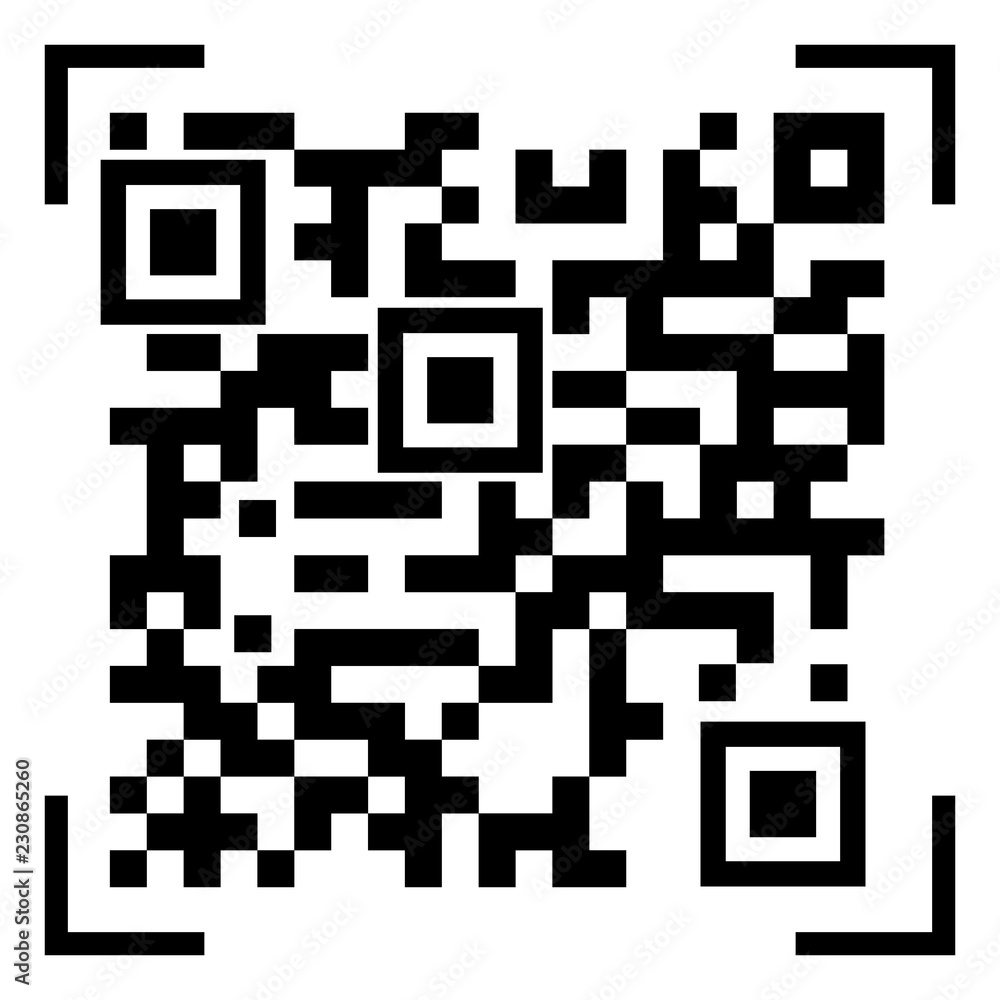 Fototapete vector qr code sample for smartphone scanning isolated on white background.