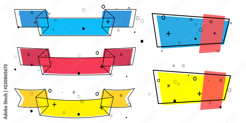 Aufkleber set of trendy flat geometric vector ribbons. creative vector illustration of promotion ribbon banner