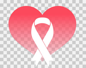 Breast cancer awareness design with pink heart and ribbon. Heart with pink ribbon for breast cancer awareness.