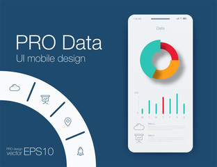 Fototapeta premium Mobile phone application for analytics. Stock vector