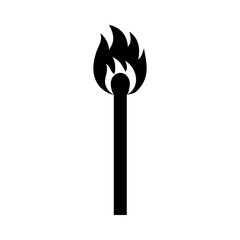 Burning match. Black silhouette. Vector illustration