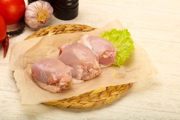 Boneless raw chicken thighs