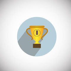 Award cup on flat background icon