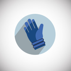 Ski glove on flat background icon