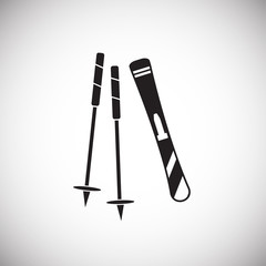 Ski gear on white background icon