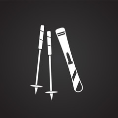 Ski gear on black background icon