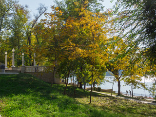 Moldova, Chisinau. Autumn Park with a lake.
