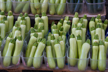 Zucchini on the market of Catania in Sicily