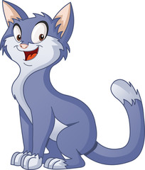 Cartoon cat. Vector illustration of funny happy animal.