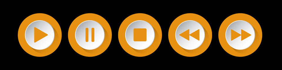 orange, white round music control buttons set
