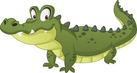 Cartoon cute crocodile. Vector illustration of funny happy alligator.
