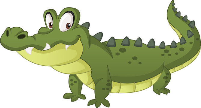 Cartoon cute crocodile. Vector illustration of funny happy alligator.
