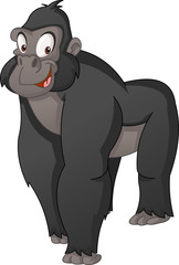 Cartoon cute gorilla. Vector illustration of funny happy animal.
