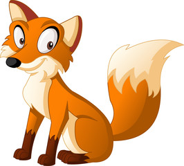 Cartoon cute fox. Vector illustration of funny happy animal.
