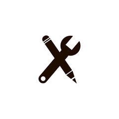 wrench and pencil icon. flat design