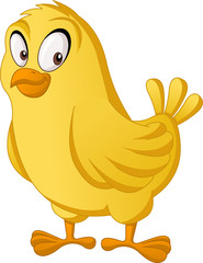 Cartoon cute chick. Vector illustration of funny happy chicken.
