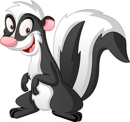 Cartoon cute skunk. Vector illustration of funny happy animal.