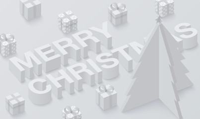 Grey Merry Christmas background with 3d gifts.