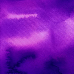 Purple, pink, blue, violet, ultraviolet ink and watercolor texture. Hand painted on watercolor paper