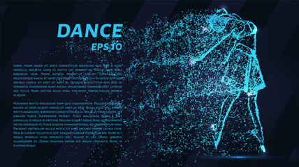 Dance of the blue points of light. Dance vector illustration.