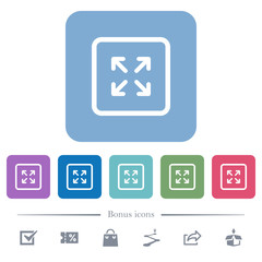 Enlarge object flat icons on color rounded square backgrounds