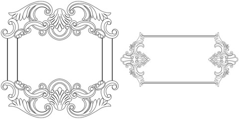 Set of vintage border frame engraving with retro ornament pattern in antique baroque style decorative design. Vector