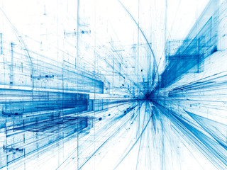 Fototapeta premium White and blue technology background with perspective - digitall