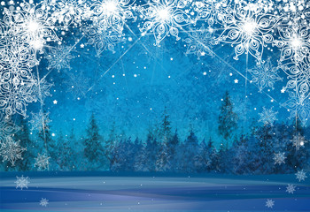 Vector winter wonderland background. Christmas card.