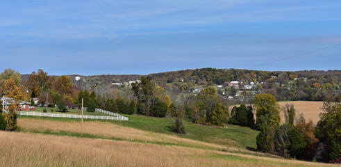 Landscape view of Paoli, Indiana from the hillside