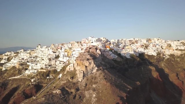 Aerial, scenic town of Oia